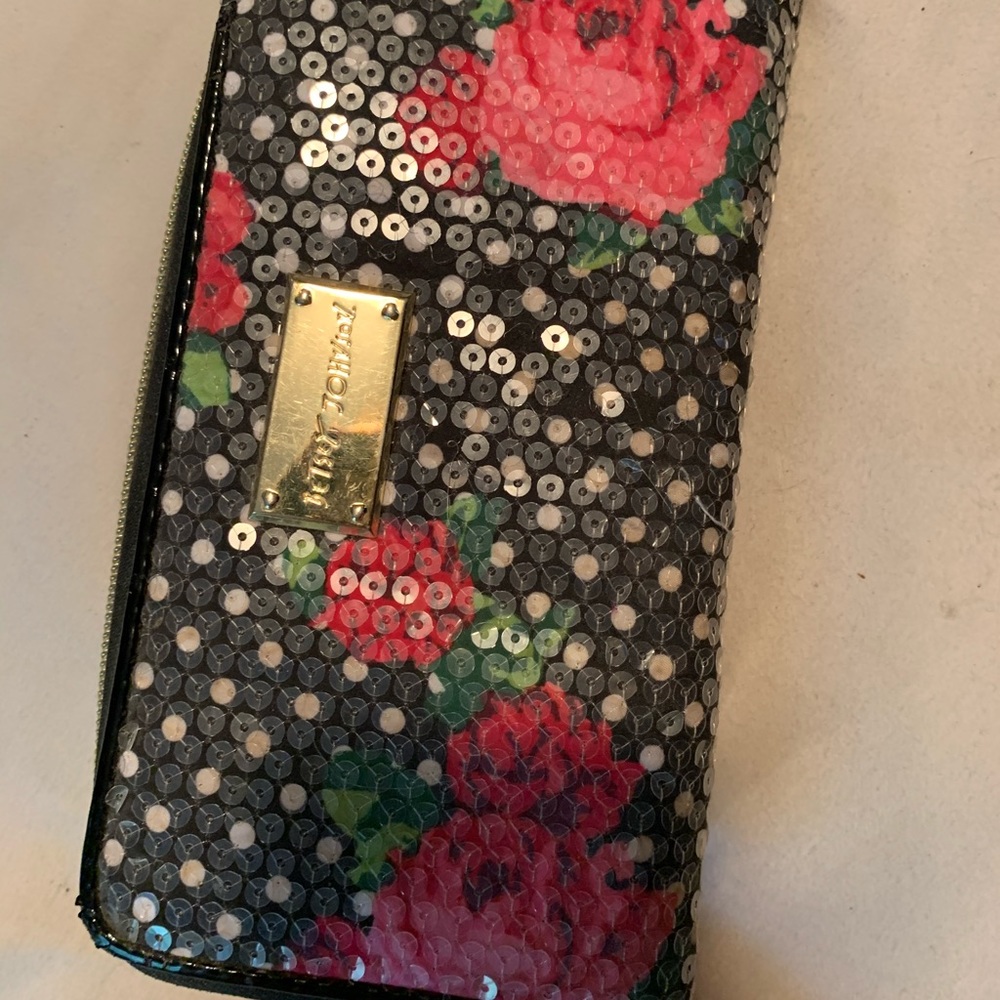 Betsey johnson rose multi pocket zipper wallet